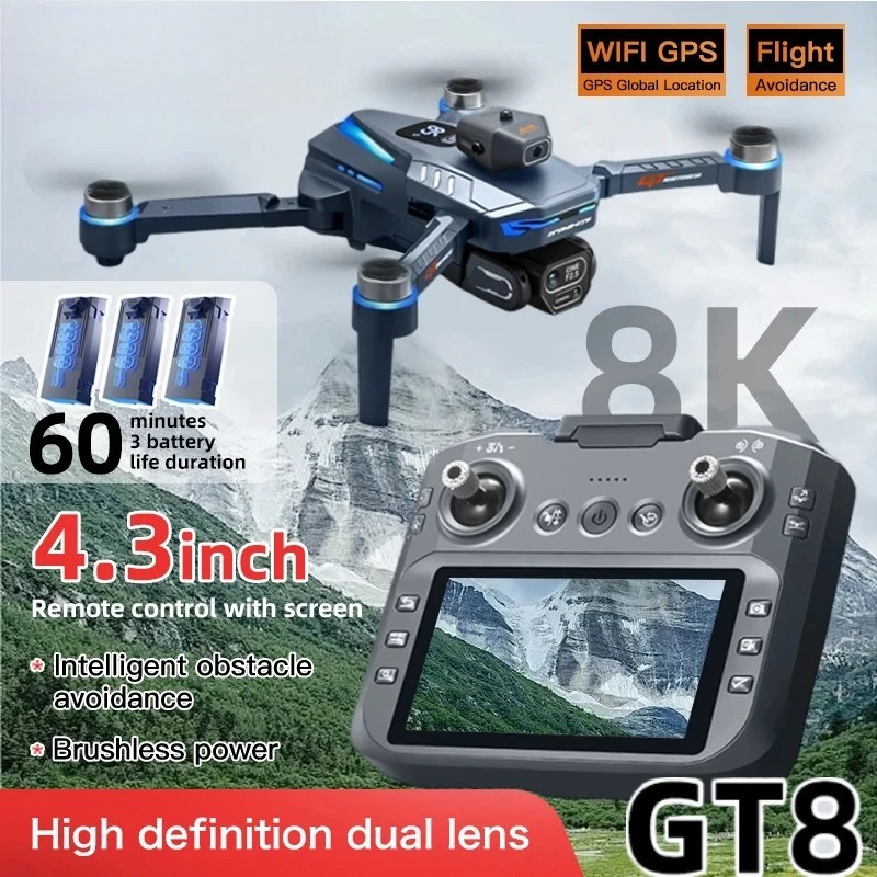 Fpv Brushless Rc Drone 4K - Originele GT8 Drone 8K Professionele Dubbele