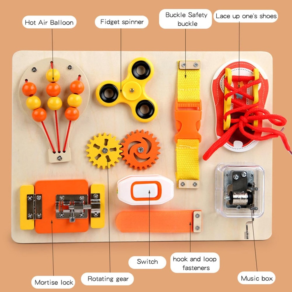 Montessori houten activiteiten - Montessori Wooden Busy Board Toddler recensie en prijs